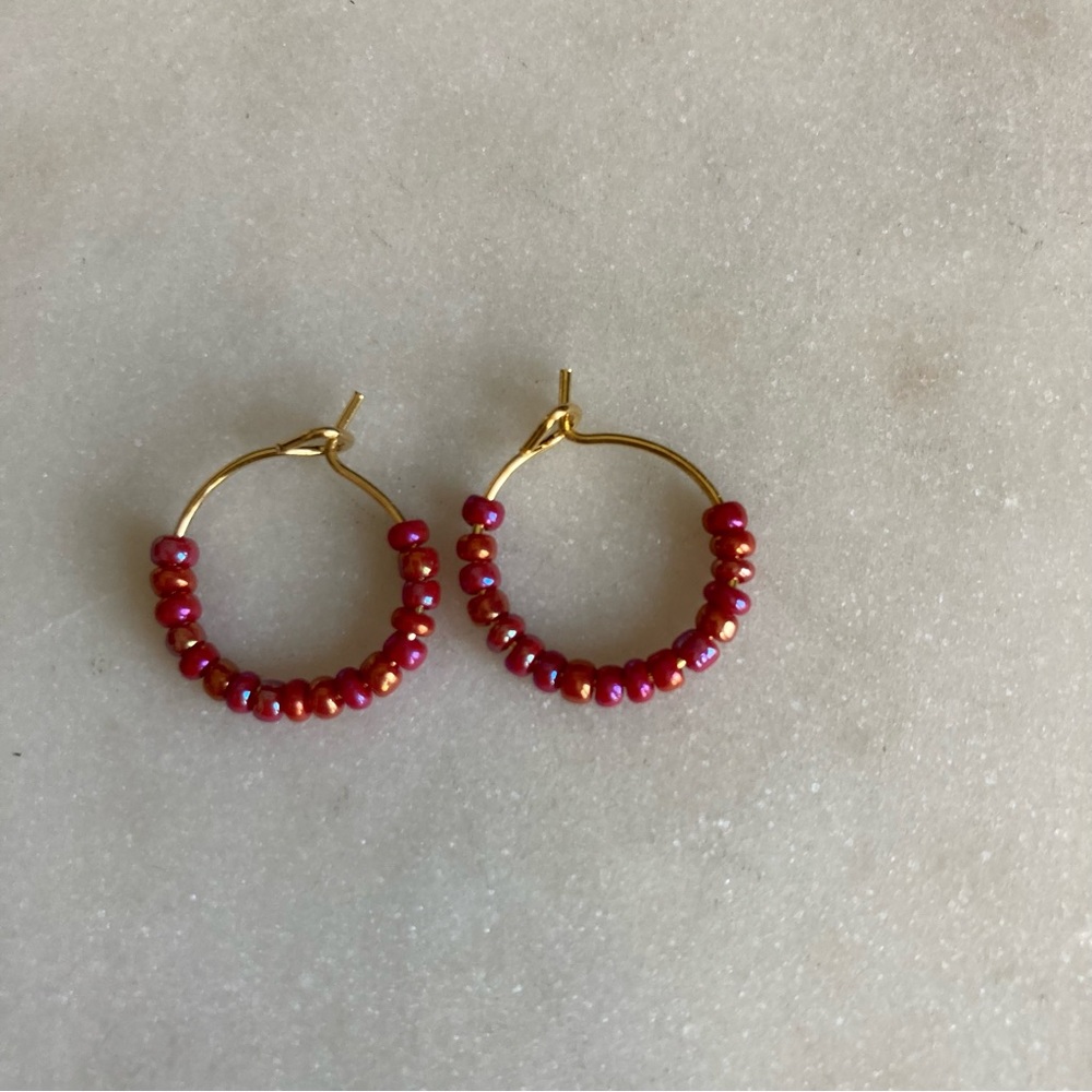 Small Beaded Hoop Earrings